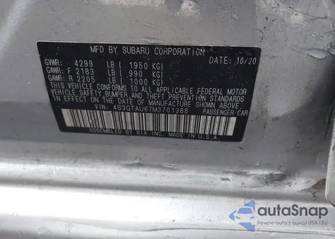 2021 Subaru Impreza Limited 5-Door from USA, damaged, VIN 4S3GTAU67M3701388